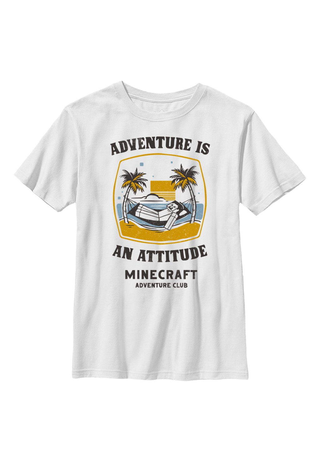 Футболка с принтом Minecraft Steve Beach Adventure Henry Tiger, белый