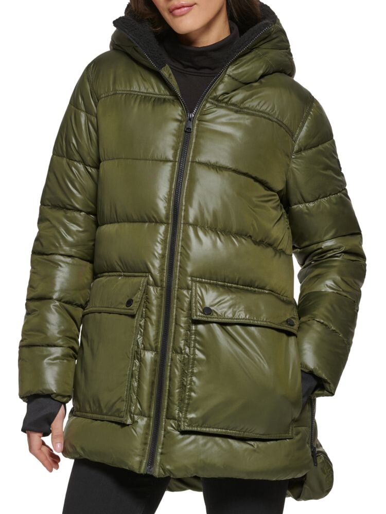 

Пуховик на подкладке из искусственной овчины Kenneth Cole, зеленый
