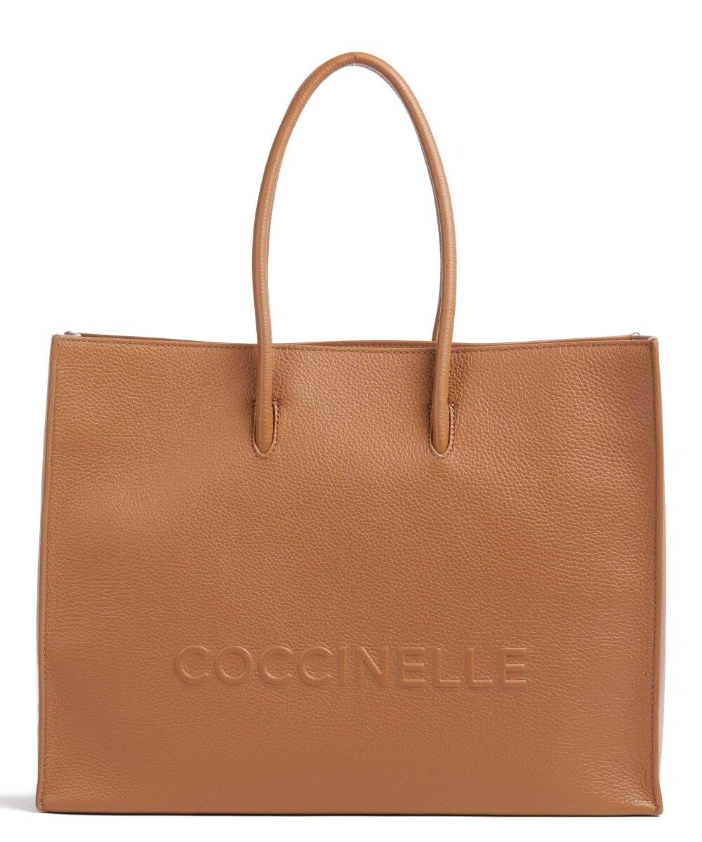 

Сумка-шоппер Myrtha Maxi Logo из зернистой яловой кожи Coccinelle, коричневый