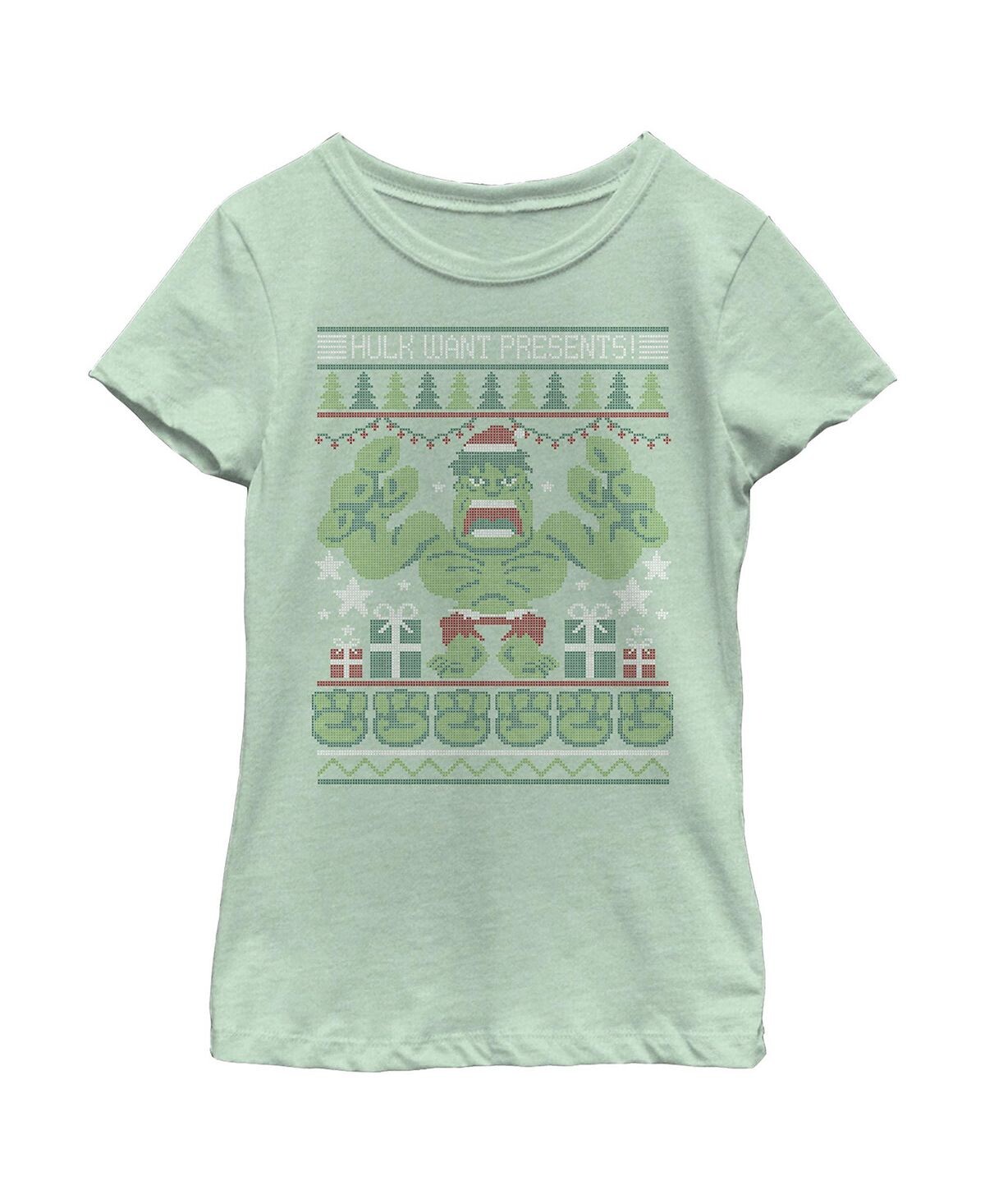 

Детская футболка Ugly Christmas Hulk Want Presents для девочки Marvel