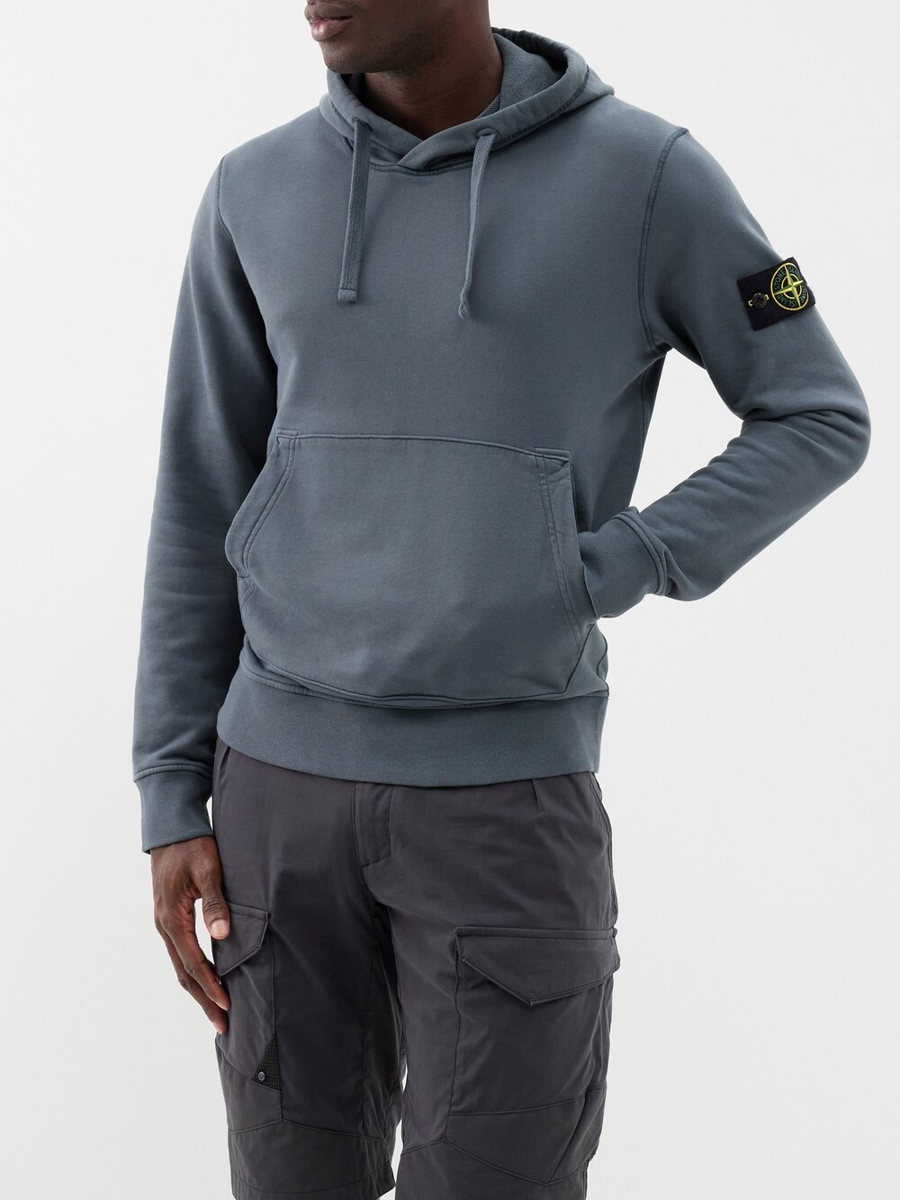 

Худи из хлопкового джерси с нашивкой-логотипом Stone Island, серый