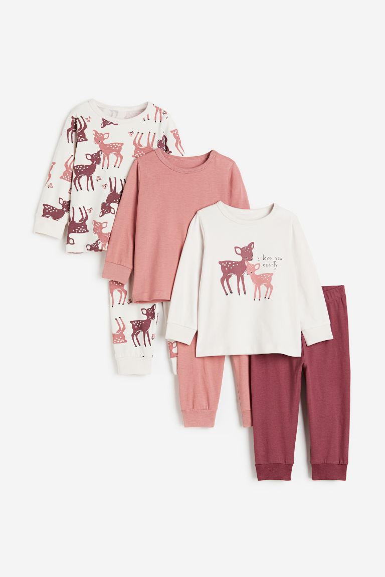 Хлопковый пижамный комплект из трех предметов H&M