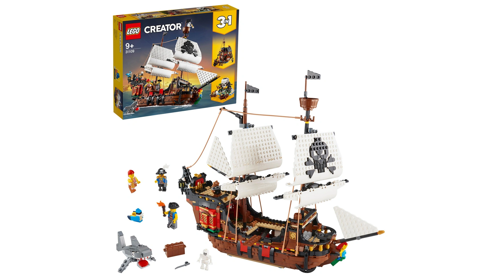 Lego Creator Набор Пиратский корабль 3 в 1, таверна и остров черепа 31109 alatoys бизиборд пиратский корабль