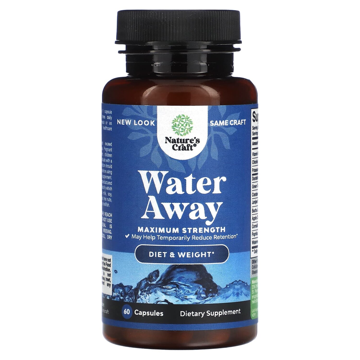 

Water Away, максимальная эффективность, 60 капсул, Nature's Craft
