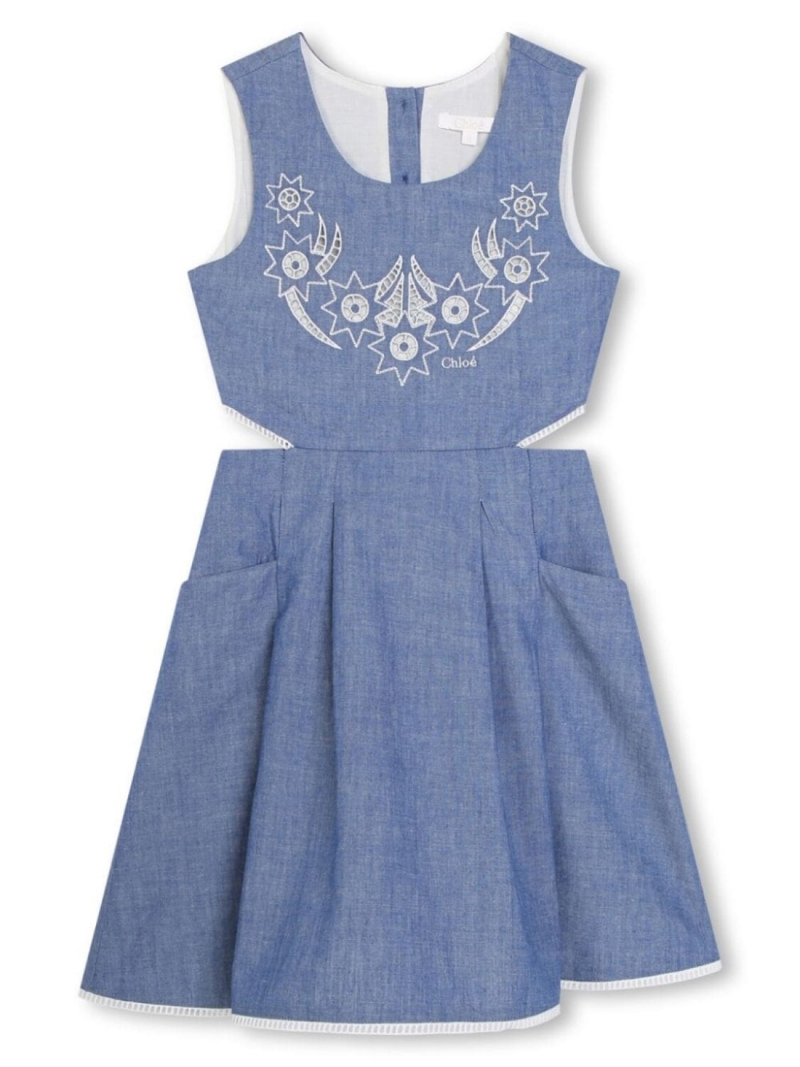 

Chloé Kids платье из органического хлопка с вышитым логотипом, синий
