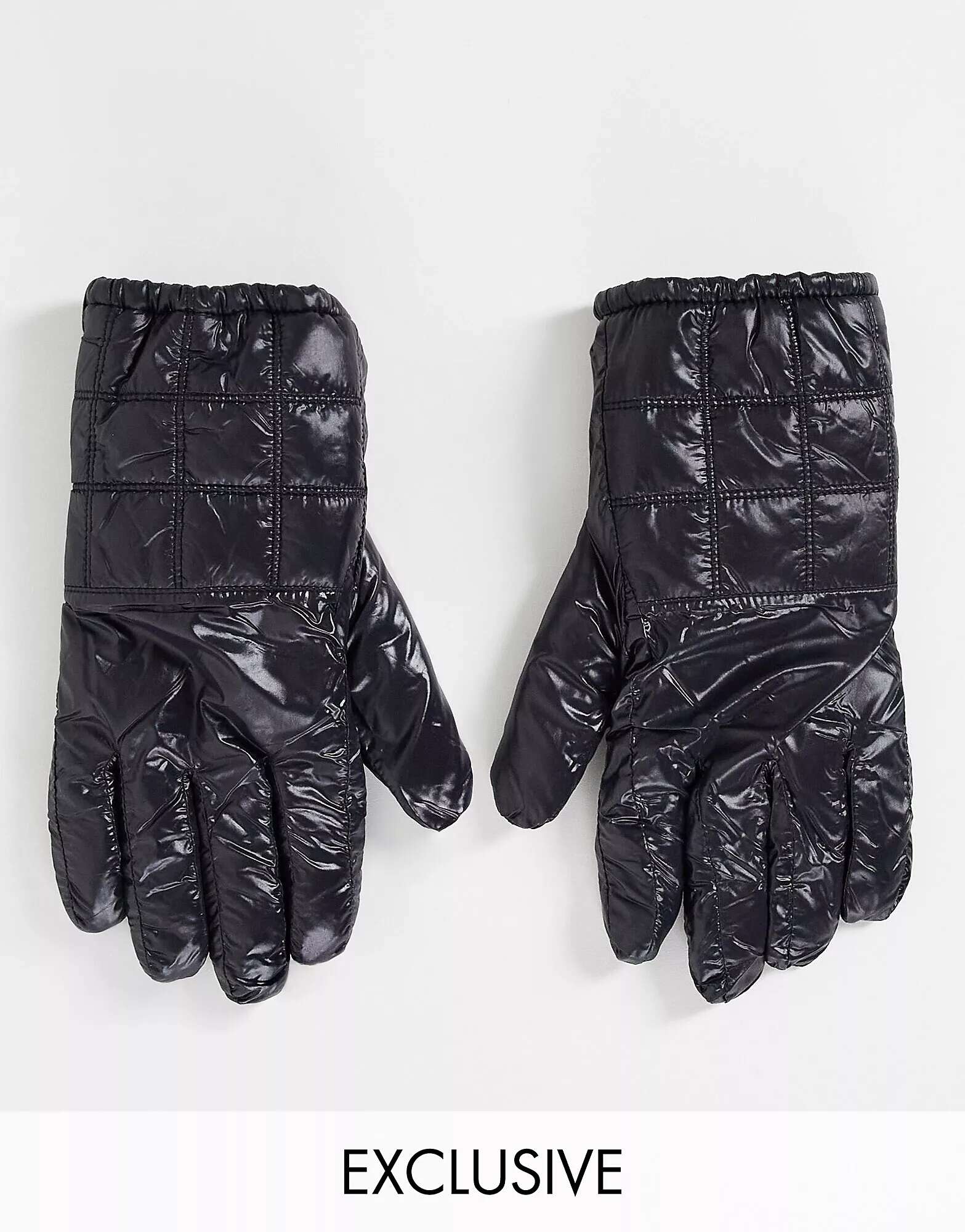 COLLUSION Черные мягкие перчатки унисекс с мокрым эффектом