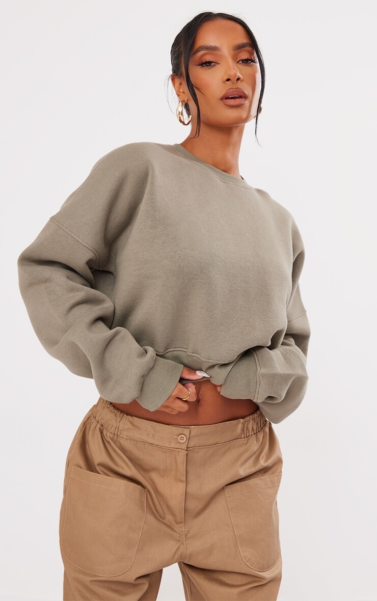 

PrettyLittleThing Толстовка оверсайз цвета хаки со вставками