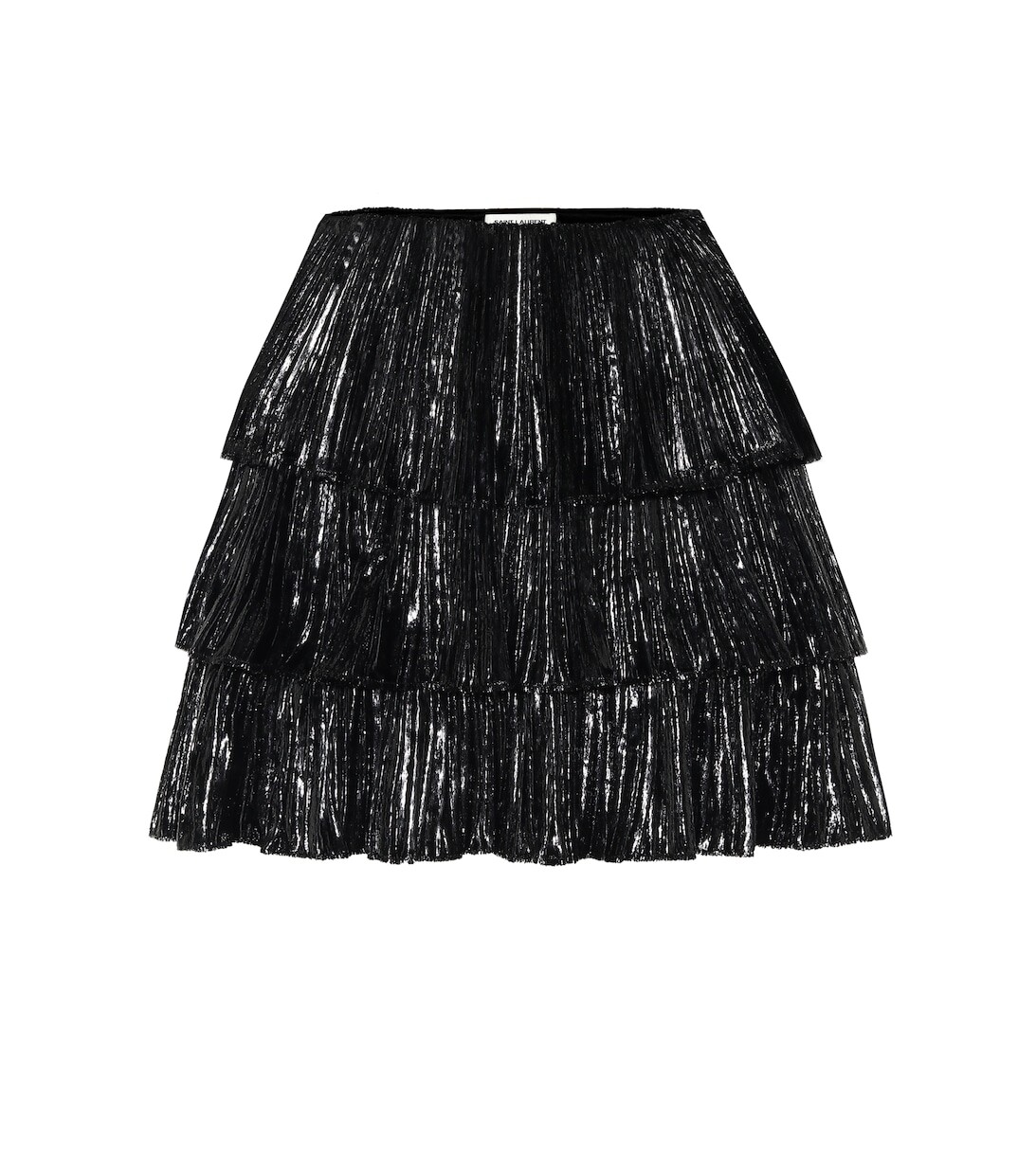 

Мини-юбка из бархата ламе со складками SAINT LAURENT, черный