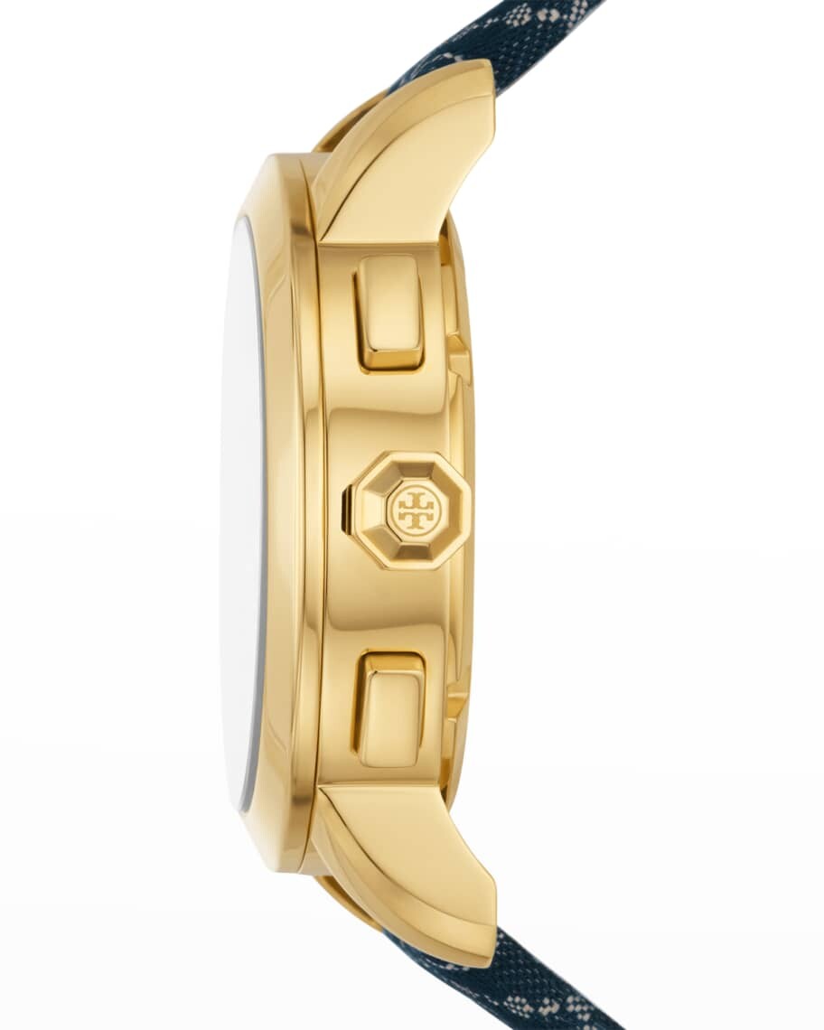 

Часы Tory Chronograph с темно-синим жаккардовым ремешком Tory Burch