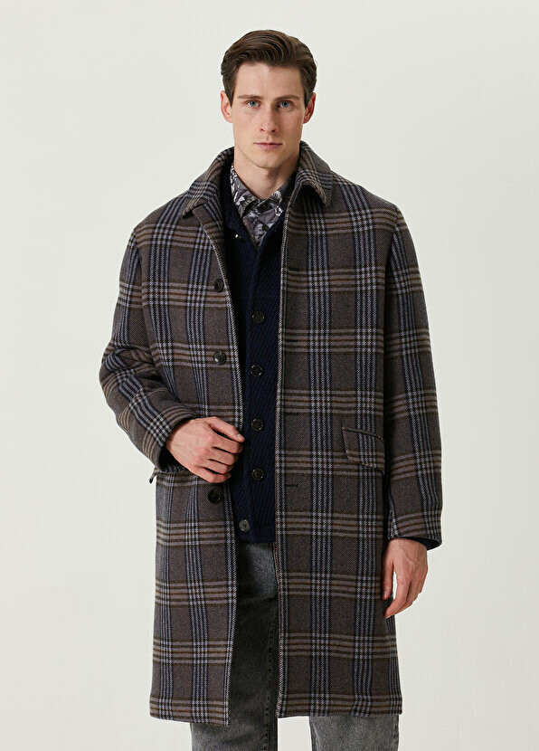 

Коричневое шерстяное пальто в шотландскую клетку Etro, Коричневый
