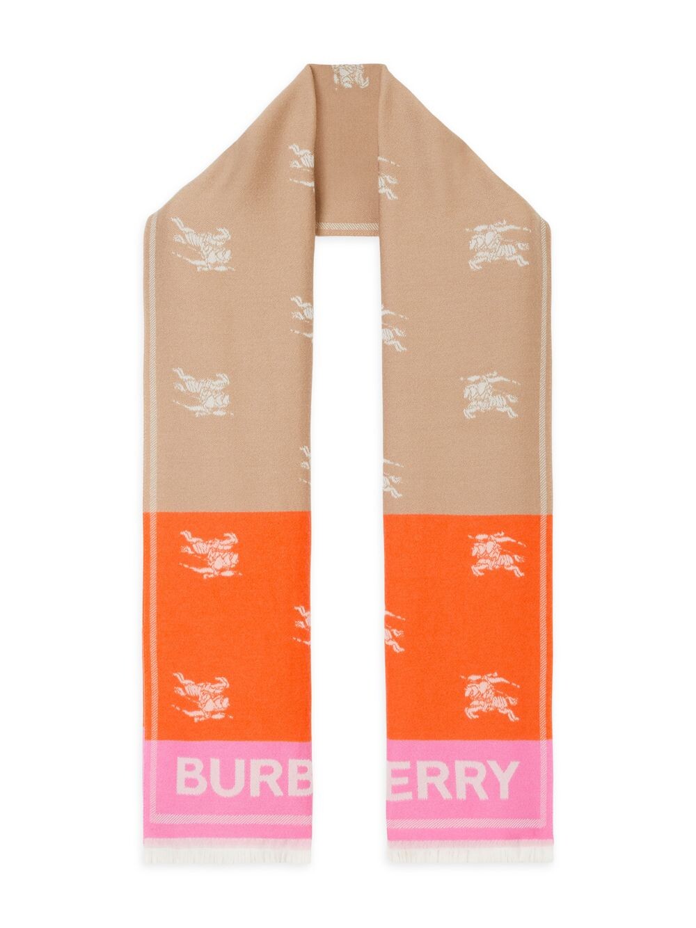 

Футбольный шерстяной жаккардовый шарф Burberry, бежевый