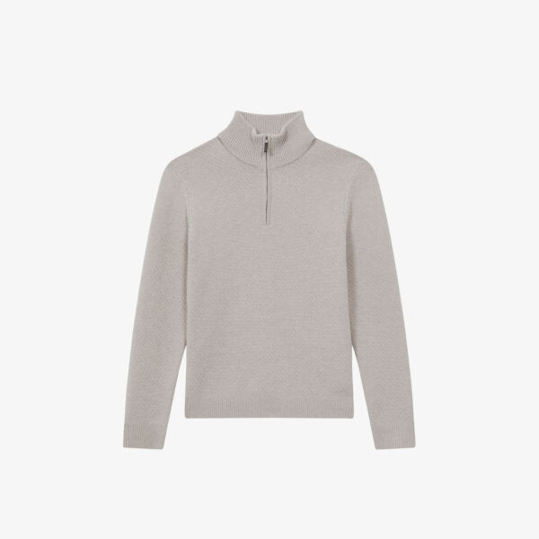 

Шерстяной джемпер узкого кроя Tempo с полумолнией Reiss, цвет oatmeal melange