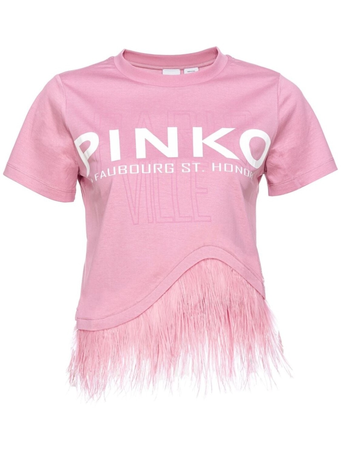 

PINKO футболка с перьями и логотипом, розовый