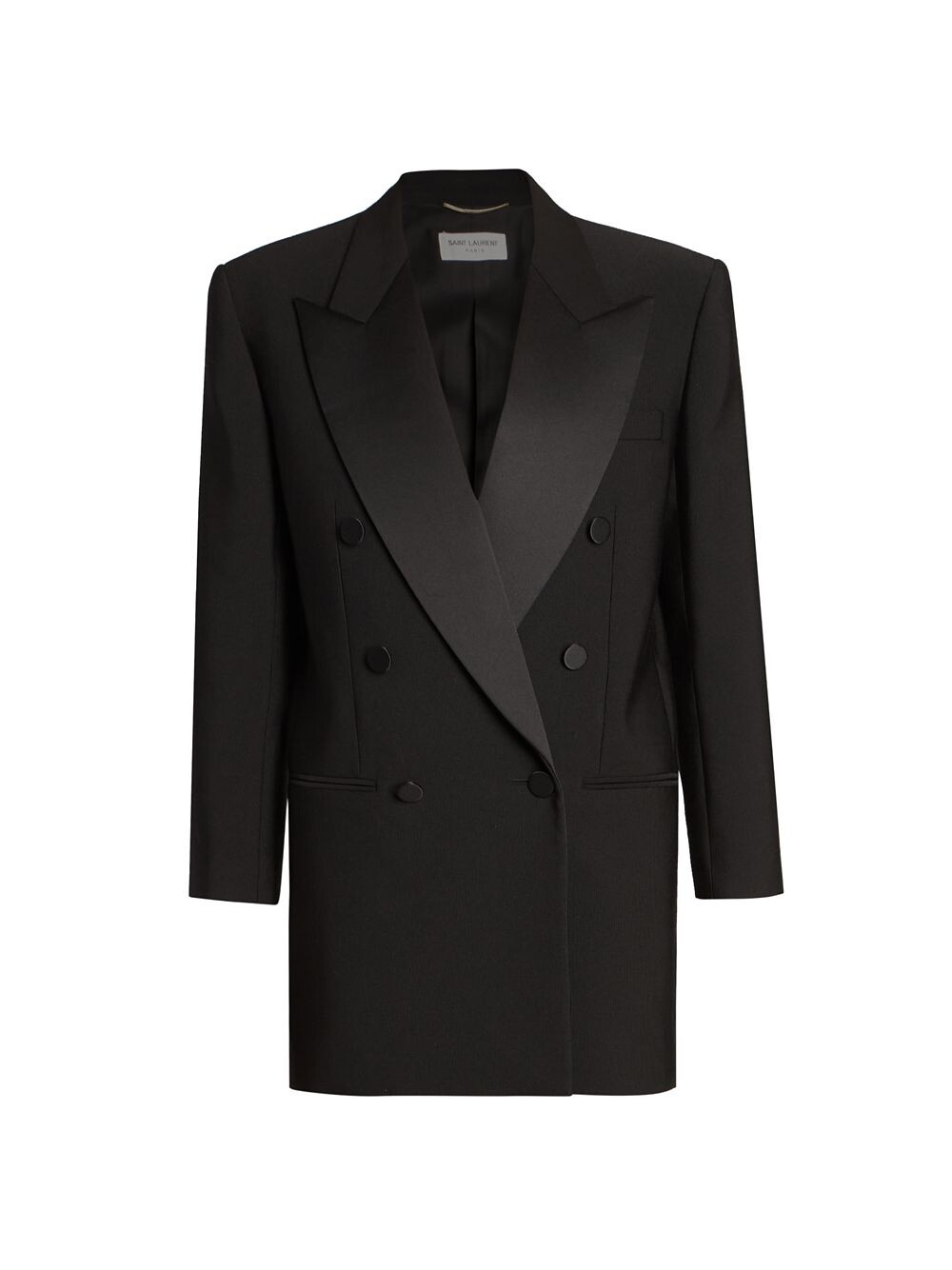 

Двубортный шерстяной смокинг Saint Laurent, Черный