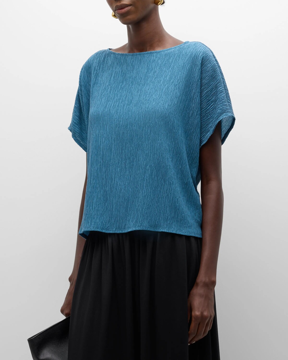 

Мятый топ с воротником-лодочкой Eileen Fisher, цвет Cascade