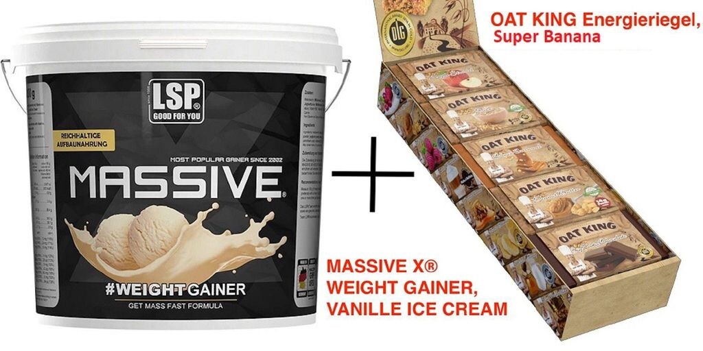 

Lsp WEIGHT GAINER (4000г) + энергетический батончик OAT KING (10х95г), порошок + батончик