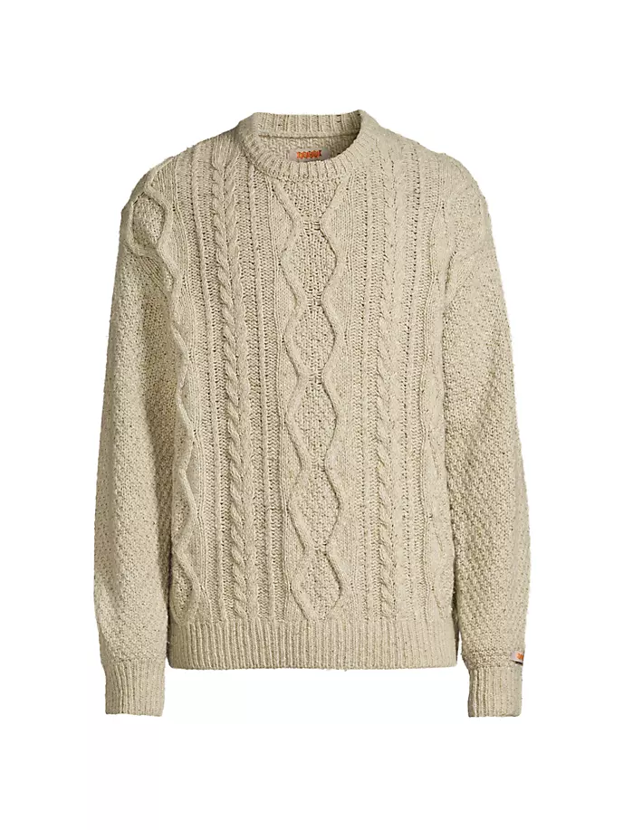 

Свитер с круглым вырезом из смесовой шерсти аран Baracuta, цвет off white
