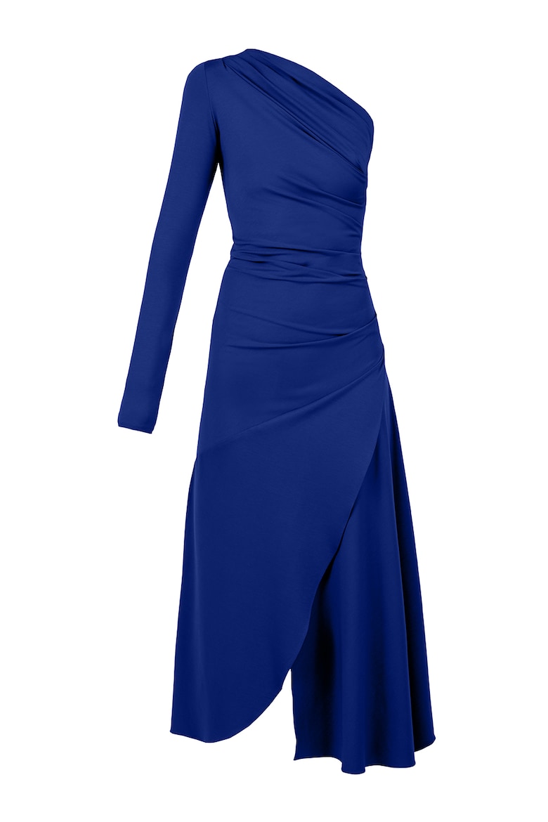 Платье с открытыми плечами и разрезом по бокам Alina Cernatescu, синий