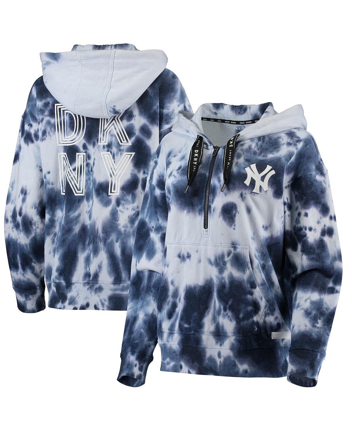 

Женская бело-темно-синяя худи с молнией до половины длины New York Yankees Dakota DKNY, Синий