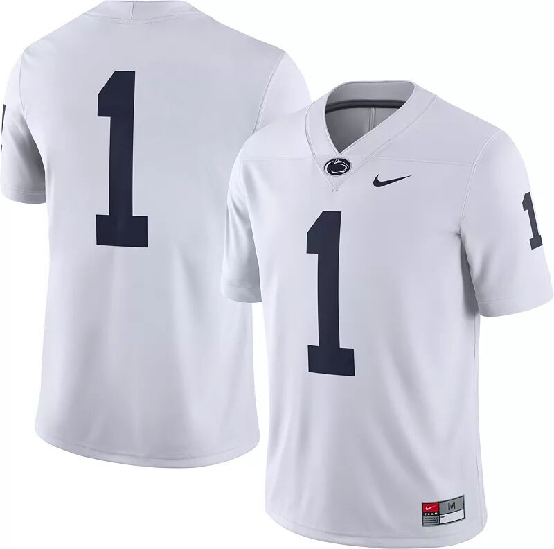 

Мужское белое футбольное джерси Nike Penn State Nittany Lions #1 Dri-FIT Game