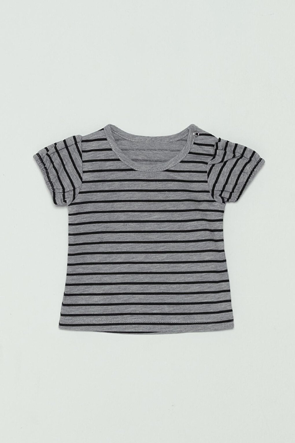 цена Серо-черная полосатая футболка для маленьких девочек JackandRoy
