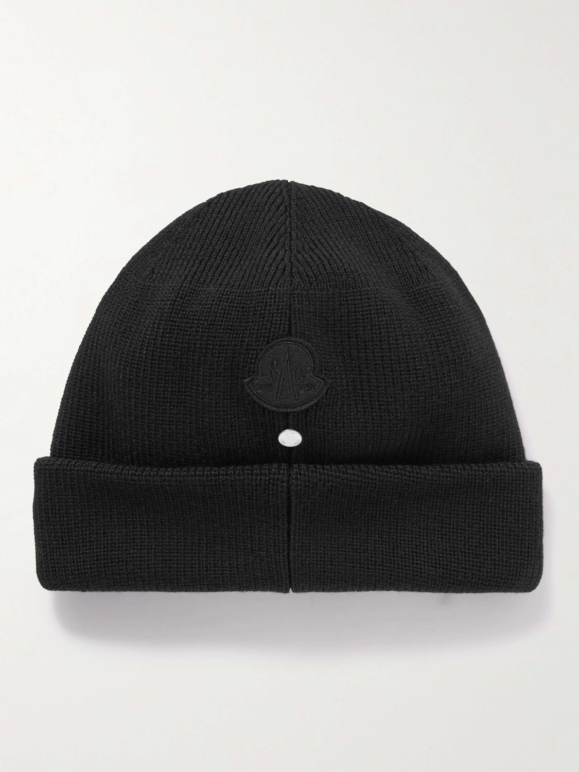 

1017 ALYX 9SM Шерстяная шапка в рубчик с логотипом и аппликацией MONCLER GENIUS, черный