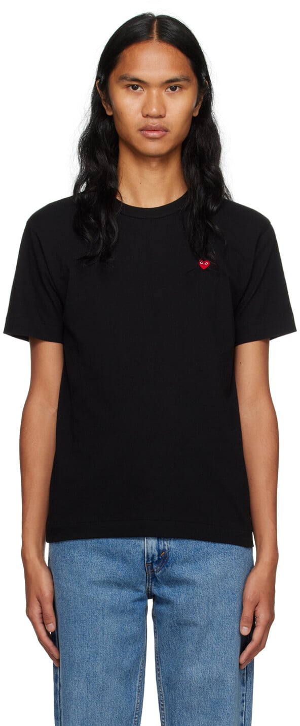 

Черная футболка с вышивкой Comme des Garçons, Черный