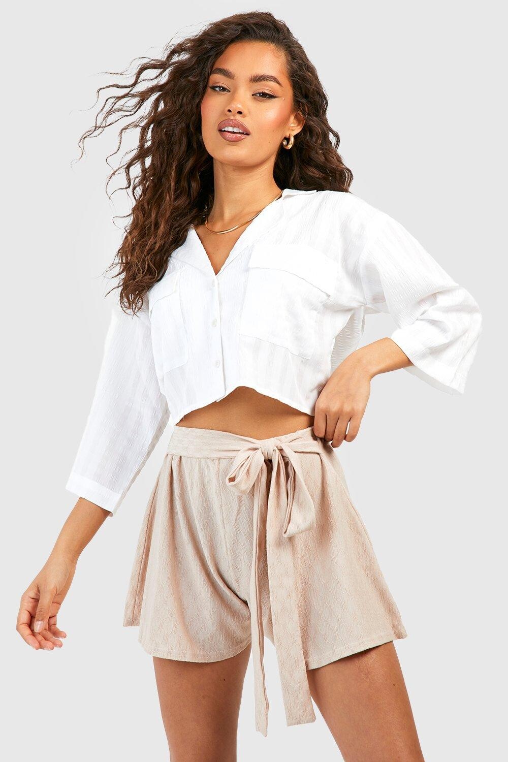 

Шорты из вафельного жаккарда Boohoo, серый