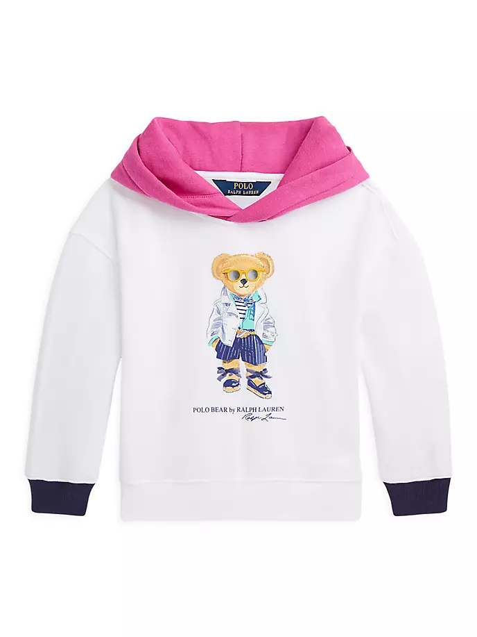 

Толстовка-поло с медведем для маленьких девочек и девочек Polo Ralph Lauren, белый