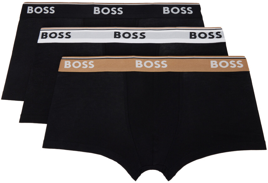 

Комплект из трех черных боксеров с логотипом BOSS