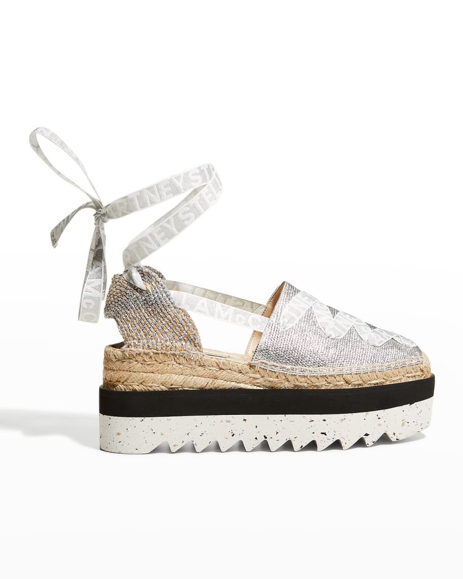 

Эспадрильи на платформе со шнуровкой Gaia с эффектом металлик Stella McCartney
