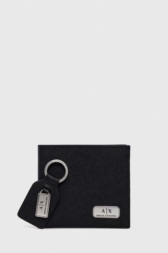 Кожаный кошелек и брелок для ключей Armani Exchange, черный кожаный брелок для ключей зайка ручная работа