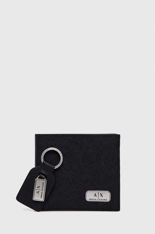 

Кожаный кошелек и брелок для ключей Armani Exchange, черный