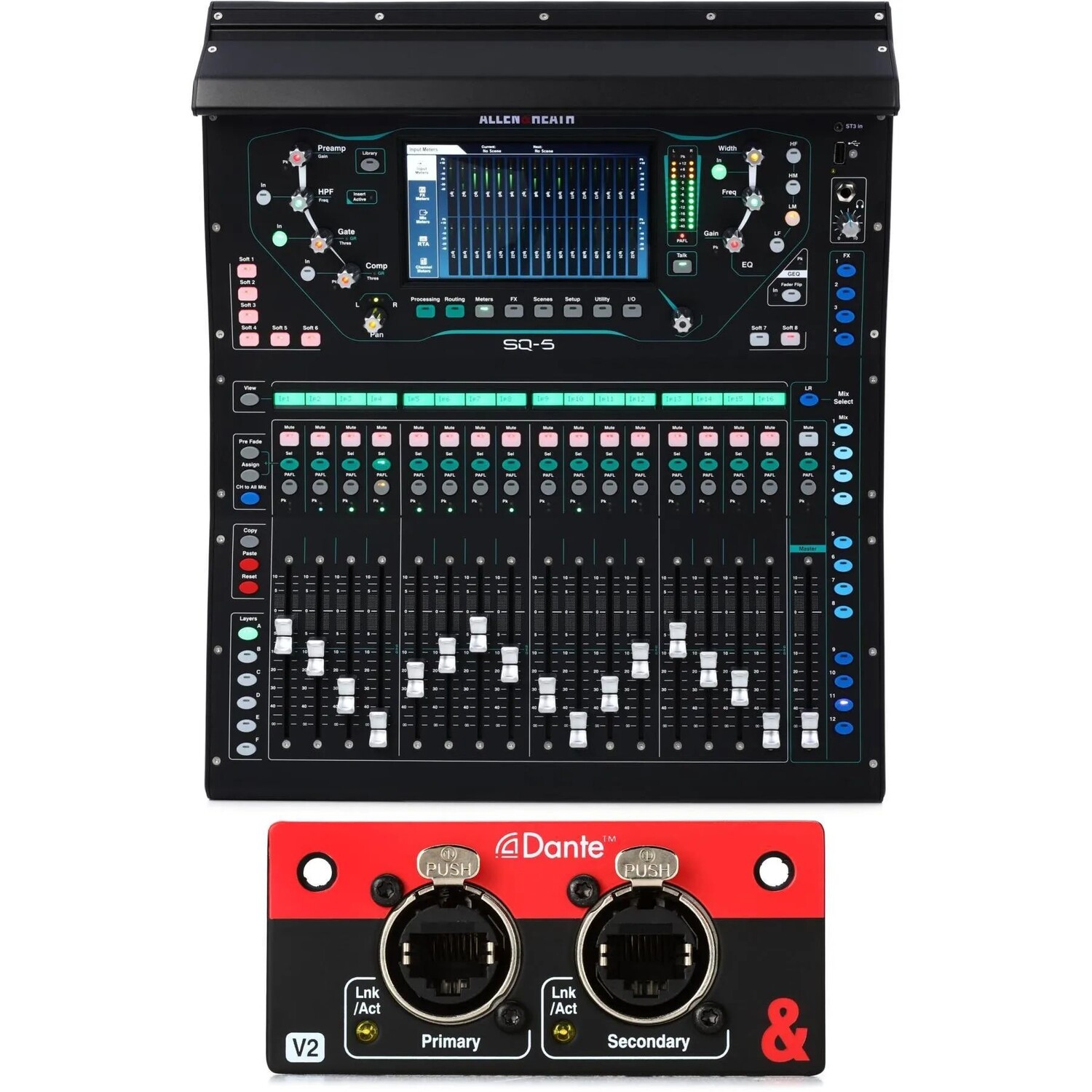 

Новый 48-канальный цифровой микшер Allen & Heath SQ-5 с картой Dante