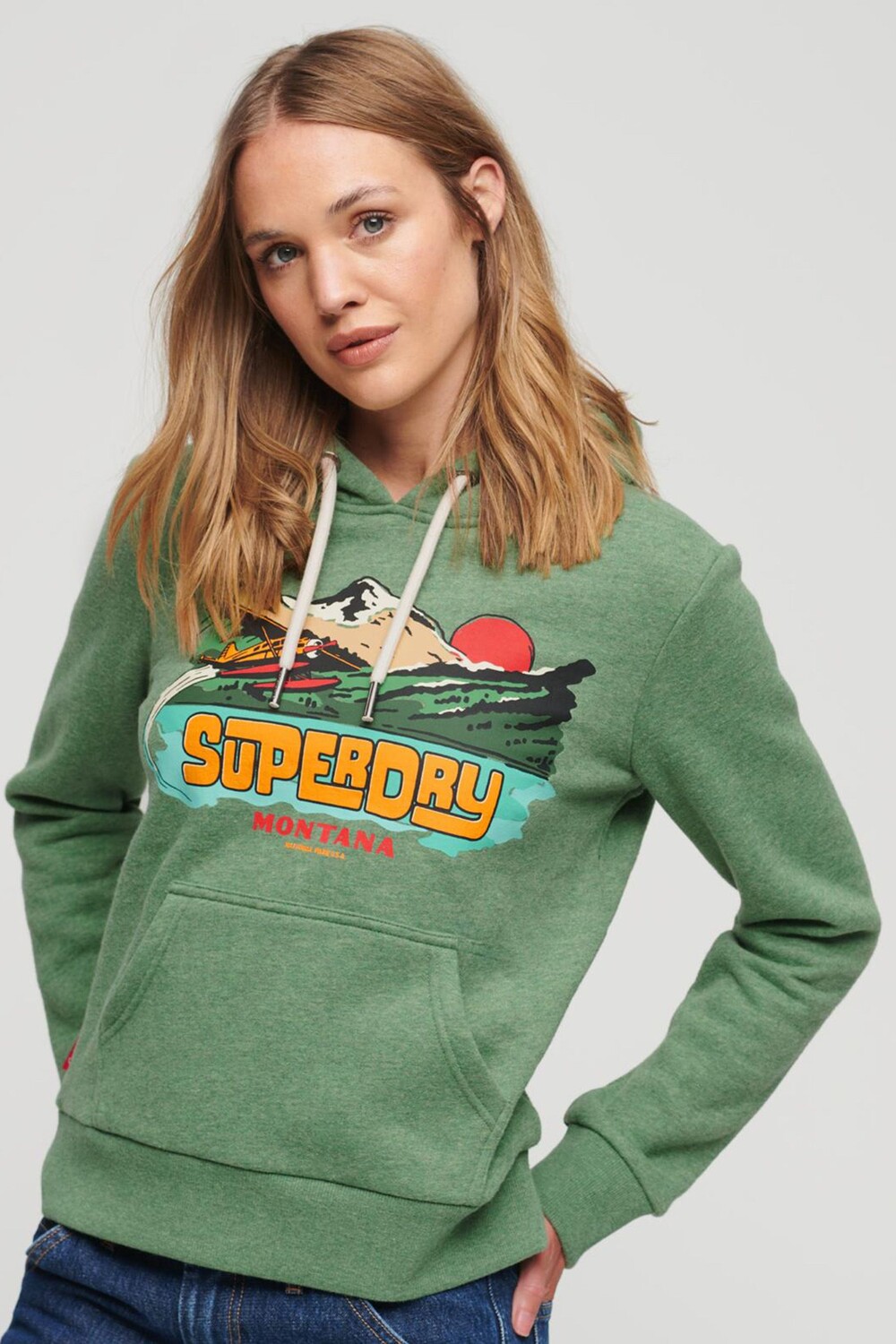 

Толстовка с принтом Travel Postcard Superdry, зеленый