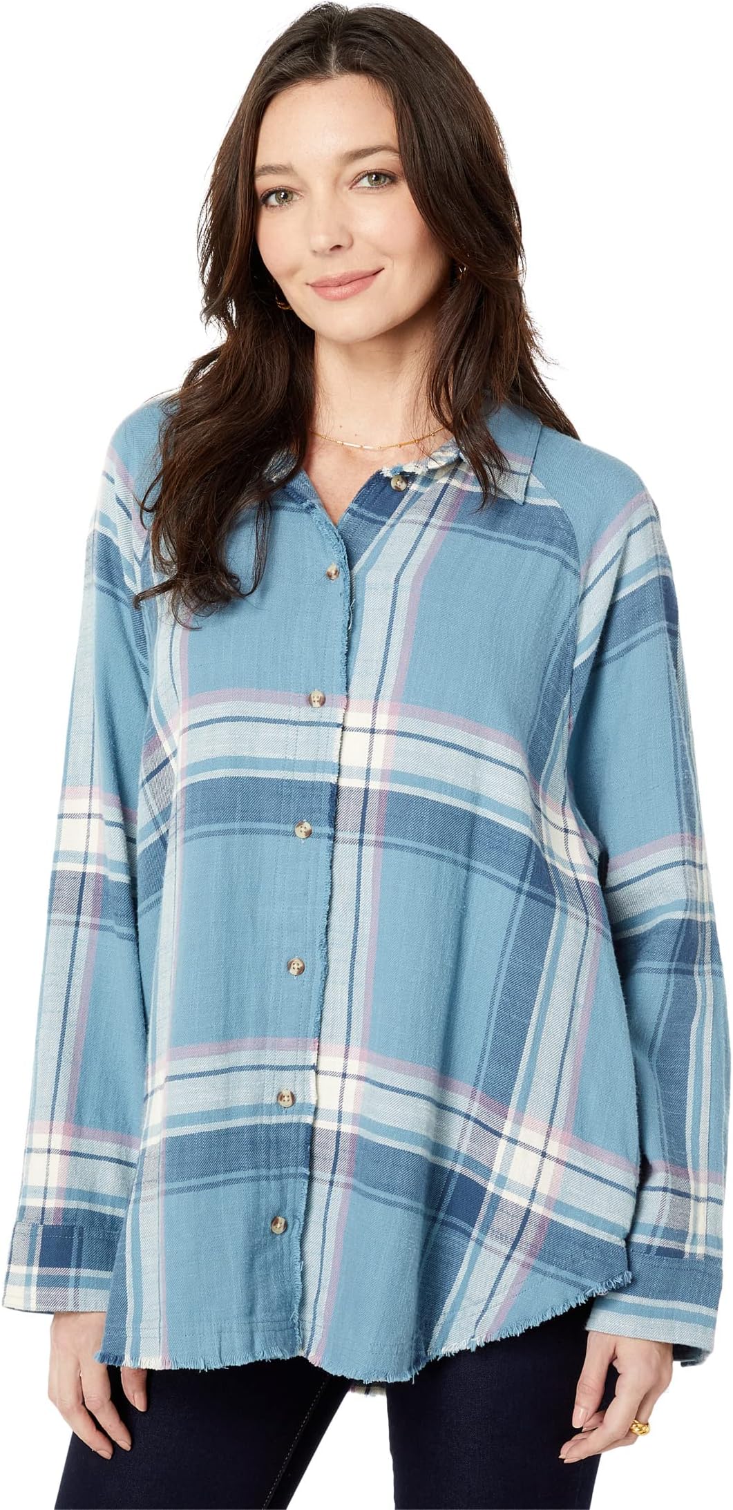 

Рубашка-туника в клетку Lucky Brand, цвет Blue Plaid