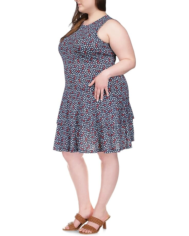 

Платье Michael Kors Plus Size Palm Sleeveless Flounce Dress, цвет Midnight Blue