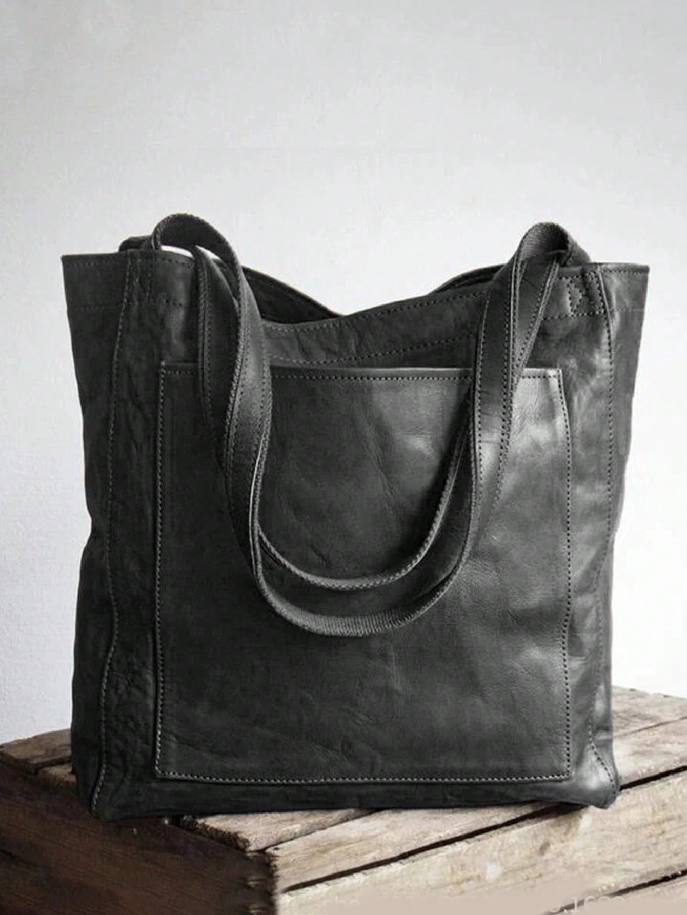 Винтажная и простая большая сумка, черный