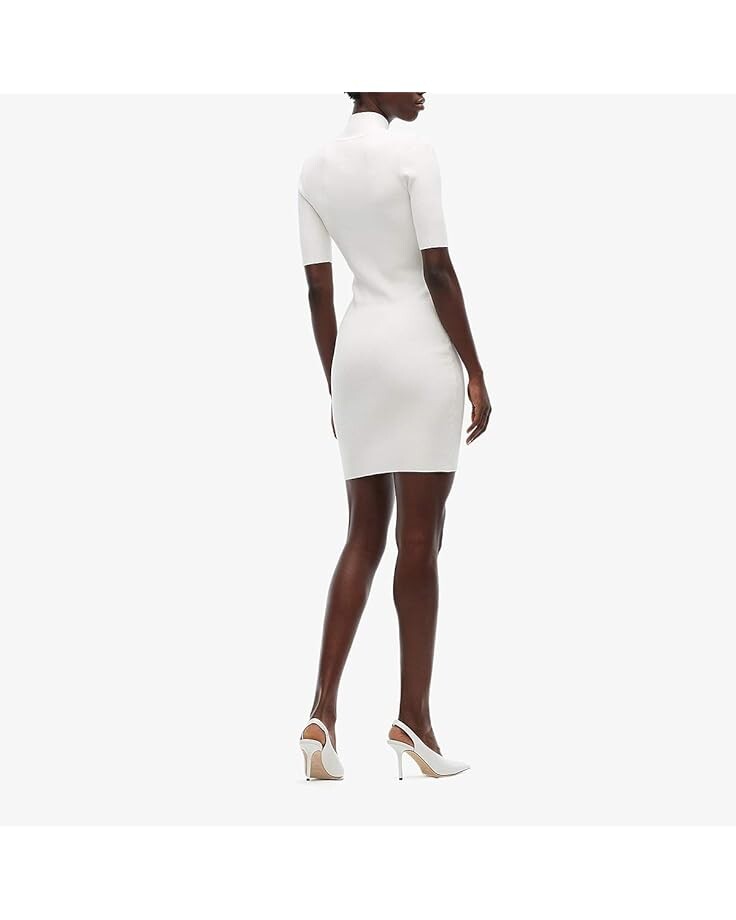

Платье Cushnie Mock Neck Long Sleeved Knit Mini Dress with Sheer, белый