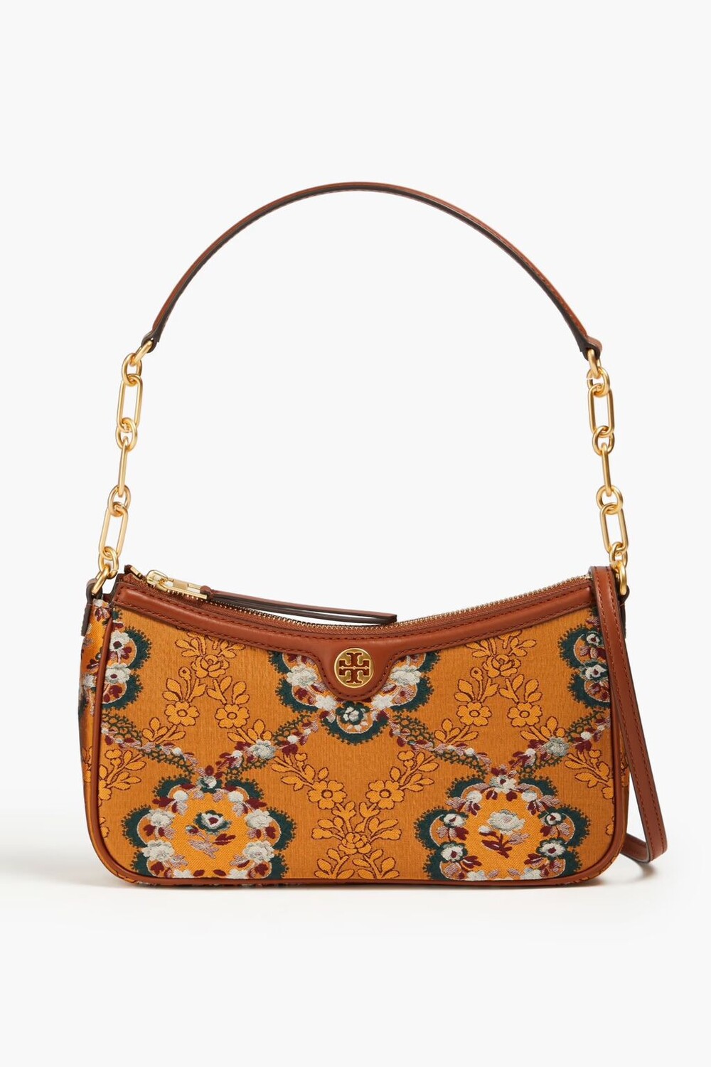 

Парчовая сумка на плечо с кожаной отделкой Tory Burch, светло-коричневый