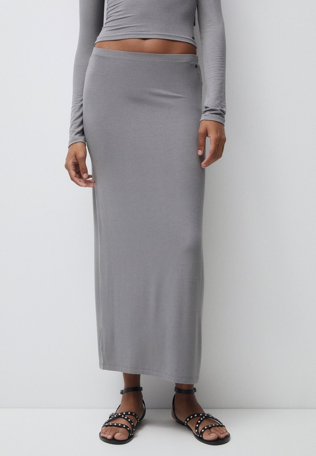

Юбка длинная Long With Elastic Waistband PULL&BEAR, цвет dark grey