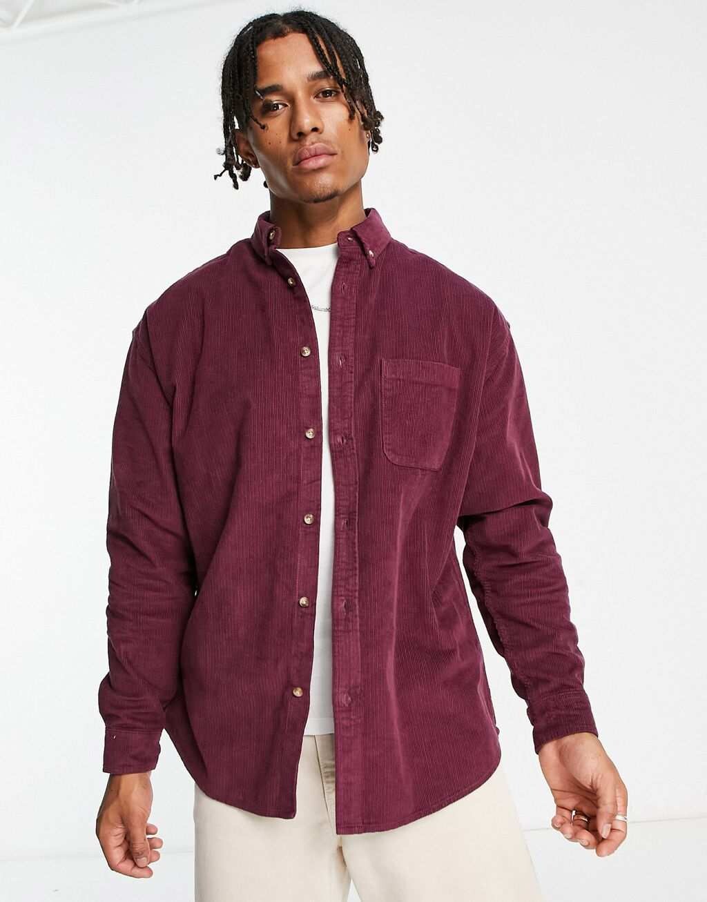 

Виноградная вельветовая рубашка оверсайз в стиле 90-х ASOS DESIGN