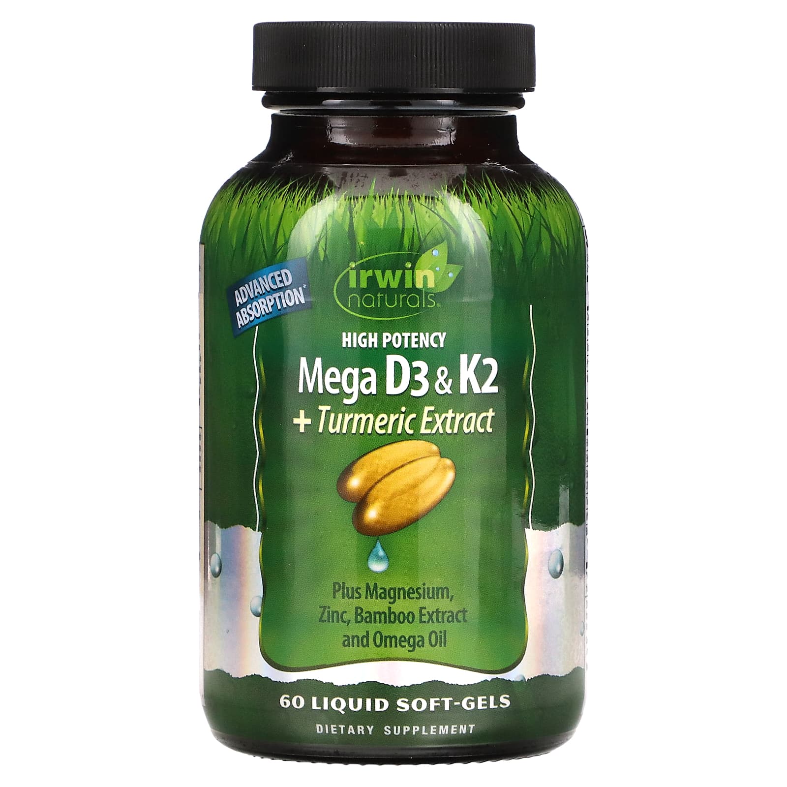 цена Irwin Naturals Мощный комплекс витаминов D3 и K2 60 мягких таблеток с жидким содержимым
