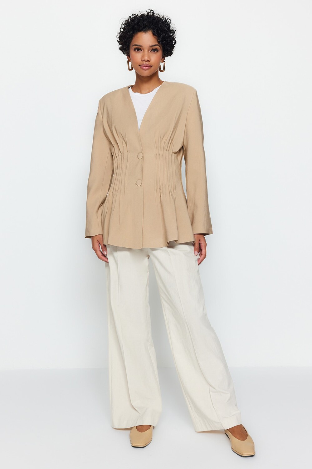 

Жакет из норковой рубчатой ткани X Kevser Sarıoğlu Trendyol Modest, коричневый