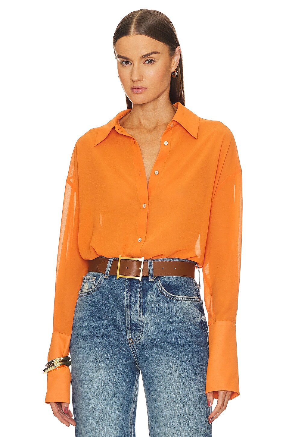 

Рубашка Helsa Sheer Button Slim, оранжевый