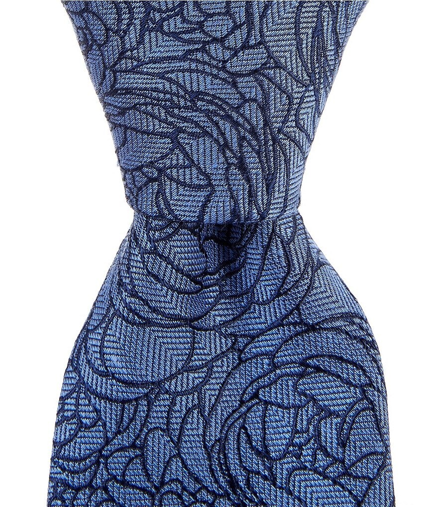 

Roundtree & Yorke Outlined Flower 2 3/4Шелковый галстук, синий