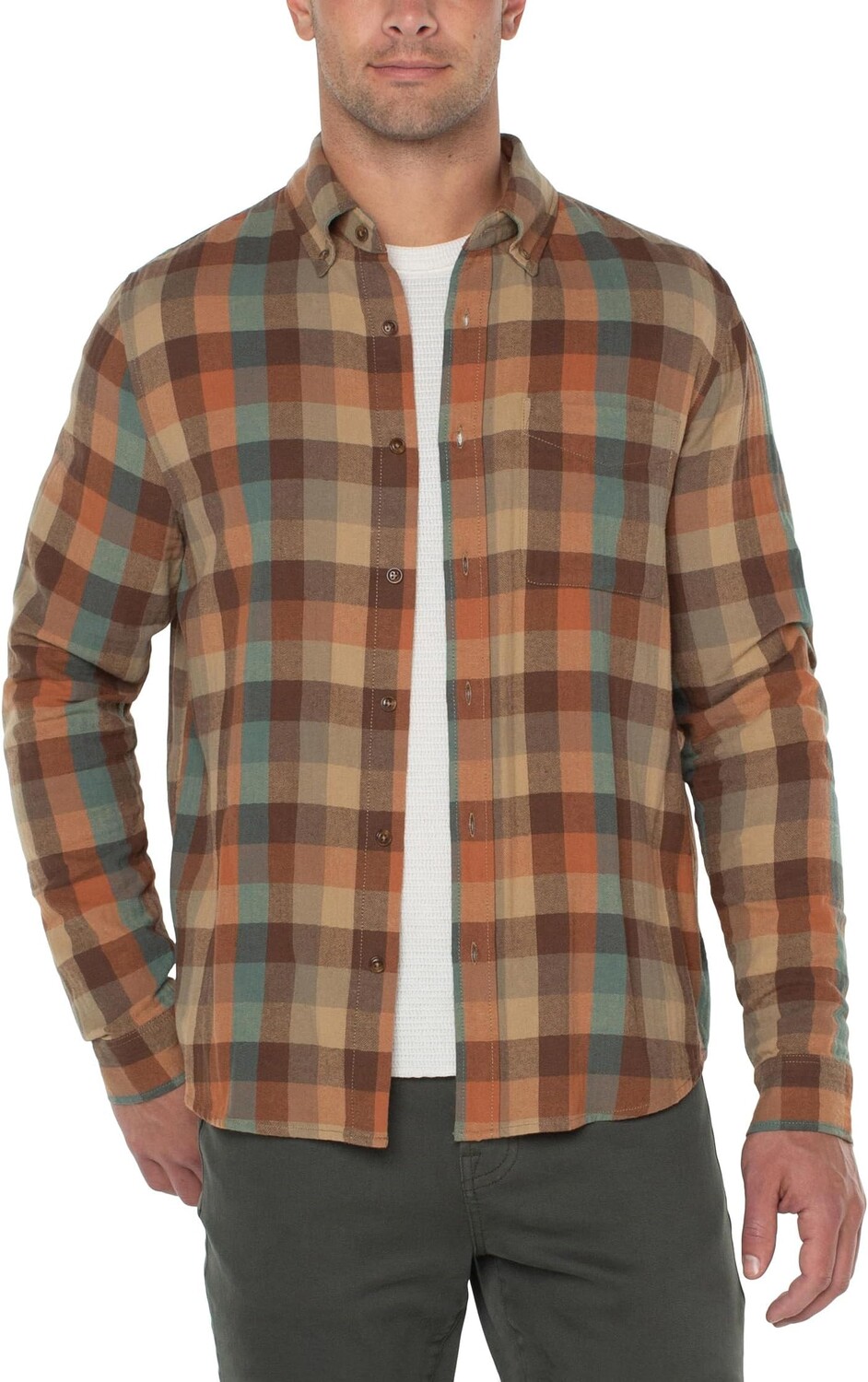

Куртка Flannel Shirt with Button Collar Liverpool Los Angeles, цвет Teal/Rust Multi