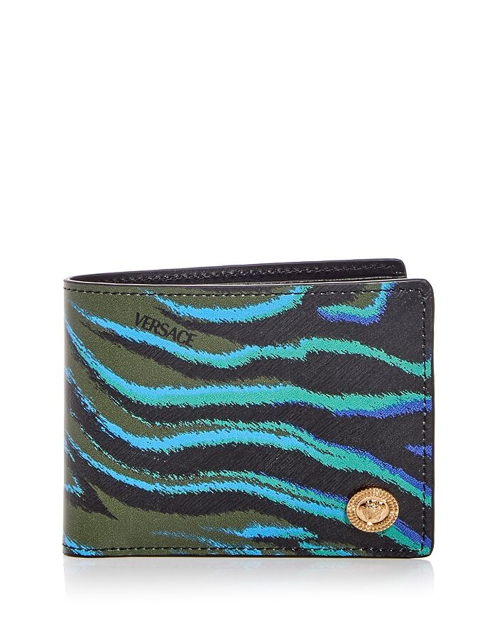

Versace Кожаный бумажник в полоску с тигровым принтом Versace