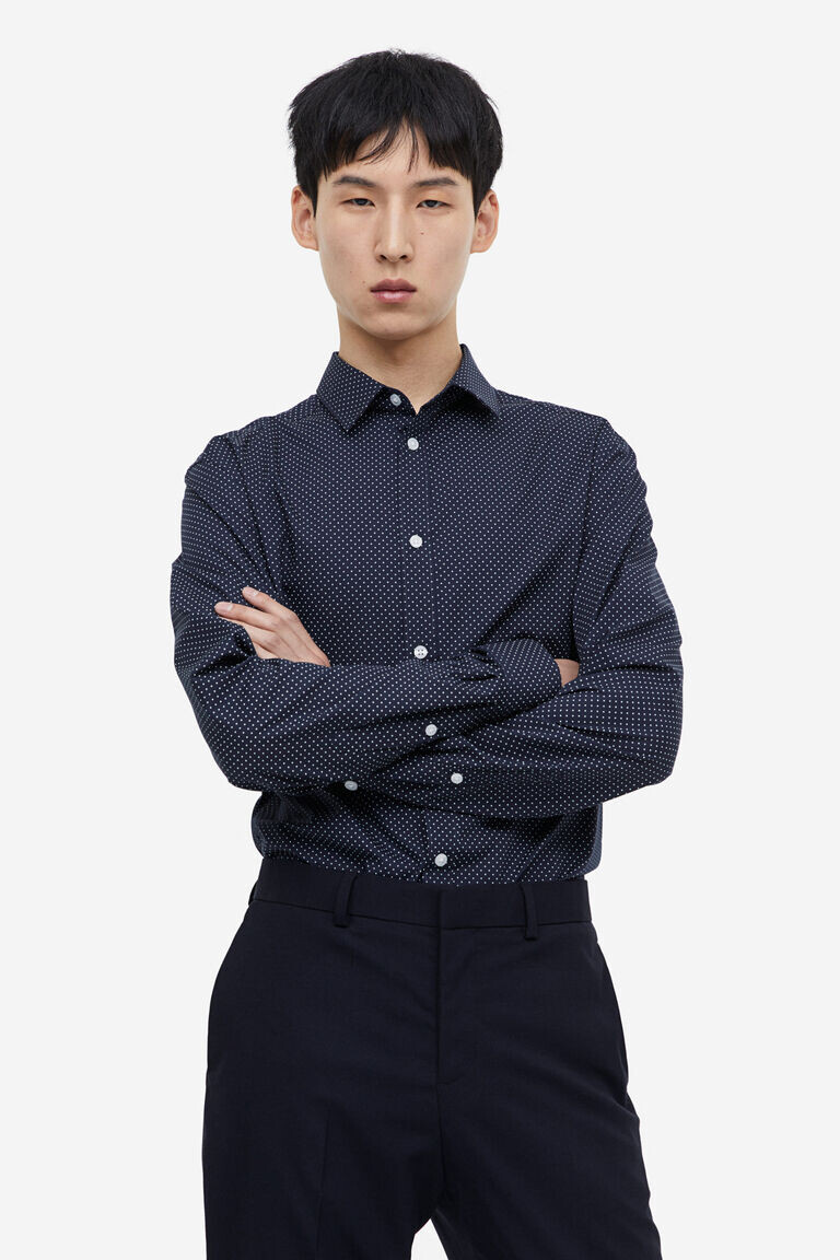 

Рубашка slim fit, которую легко гладить H&M, синий