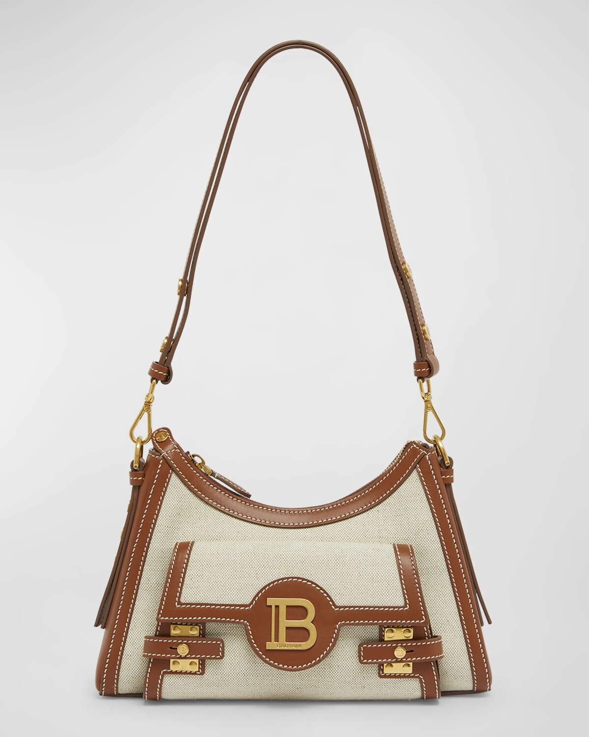 

Сумка-хобо BBuzz из холста и кожи Balmain, цвет Beige